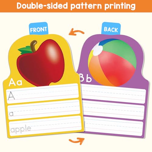 Alphabet Writing Practice Cards, Handwriting Letter Educational for Kindergarten & Grade 1-3, Double-Sided Printing for Trace Uppercase Lowercase Letters, 13 Dry Erase Cards, 26 Pages - Image 5