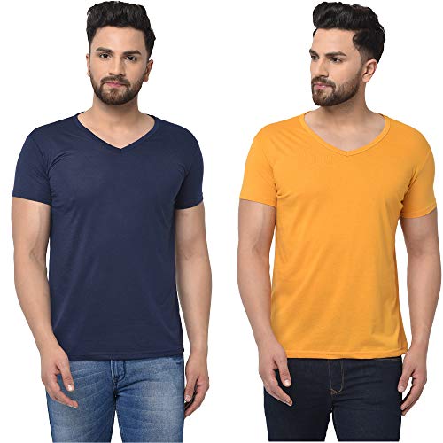 Image of JANGOBOY Men's V-Neck Cotton T-Shirt (Pack of 2)