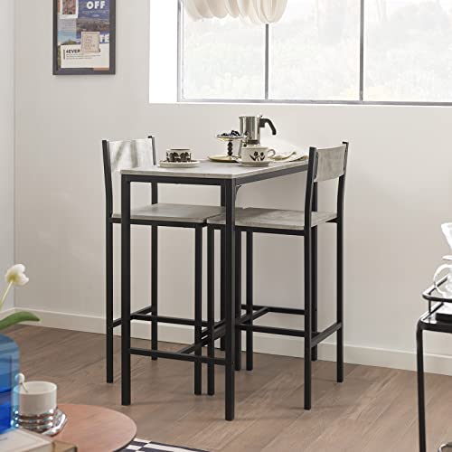 SoBuy Bar Set-1 Bar Table and 2 Stools, 3 Pieces Home Kitchen Breakfast Bar Set Furniture Dining Set OGT03-HG - Image 5