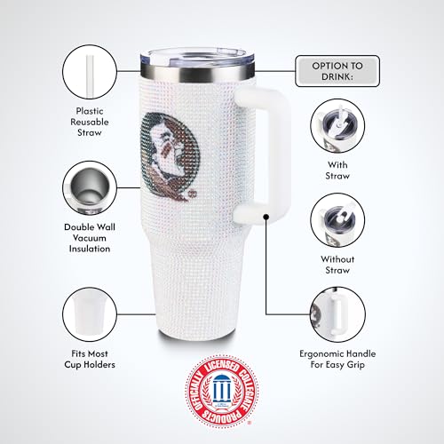 Image of The Memory Company Officially Licensed 40oz White Bling Game Day Tumbler, Florida State University