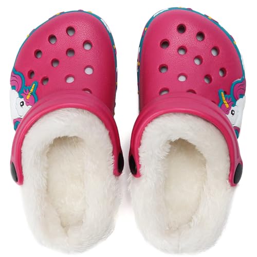 Image of Toddler Lined Clog Slippers Winter Garden Sandals Kids House Shoes Warm Slip On Sneakers Cartoon Slides for Boys and Girls Children Indoor Outdoor