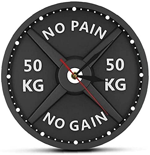 Horloge gym musculation silencieuse avec design haltère en acrylique noir