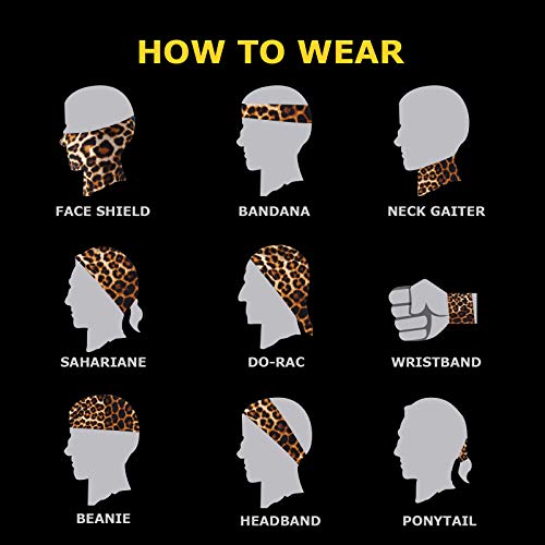 Neck Gaiter Face Scarf Warmer Cover Windproof Bandana Balaclava Mask Headband (Leopard Print) - Thumbnail 4