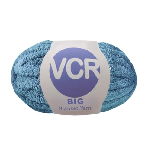 Image of VCR Deep Sea Blue Yarn, 200 Grams Big Chunky Hank, 22 Meters Length, Suitable for Knitting Blankets and Pillows, 100% Polyester Yarn Ball for Crochet DIY, Soft Threads, Pack of 1