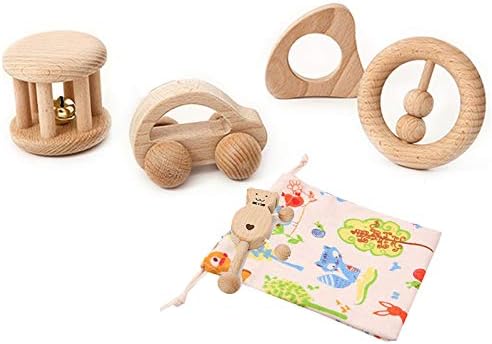 Amazon Monland パズルのおもちゃ 子供のおもちゃ 知能発達セット 看護木製のテザーガラガラ 赤ちゃんの楽しさと面白いおもちゃ 2 木製パズル おもちゃ