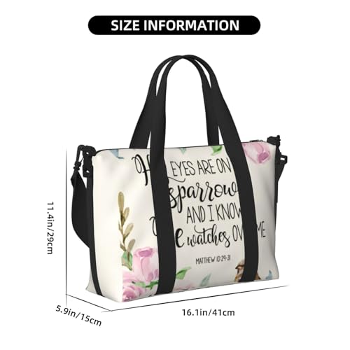 His Eyes Are On The Sparrow Foldable Travel Tote Bag With Multiple Pockets Durable Weekend Overnight Duffel Bag For Gym Camping Hiking Business Trip3