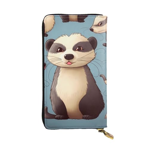 Hairy Ferret Wallet For Women Men Clutch Rfid Blocking Leather Wallets Large Capacity Purse Credit Card Holder Money Case With Zipper Phone Holder Long Travel Purse