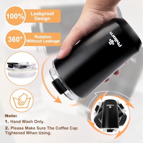 Philorn Coffee Cup, 380ml Insulated Travel Mug with Leakproof Lid & Double Wall - Image 3