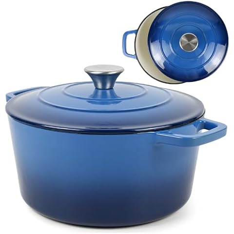 Andrew James 5L Enamel Cast Iron Casserole Dish Cover