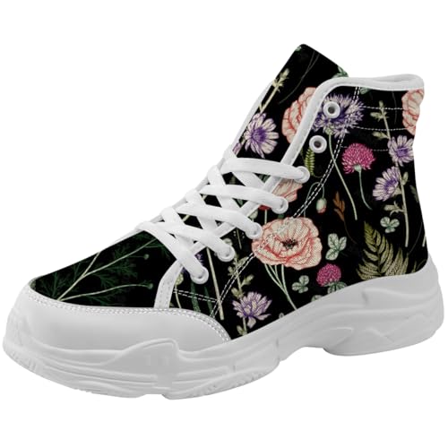 High Top Sneakers for Women Floral Canvas Shoes Gifts for Her Him3