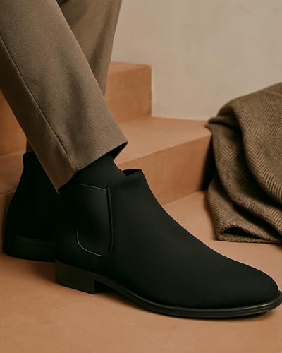 Image of Kraasa Men's Slip On Fashion Chelsea Boots | High Tops, Soft Cushioned Insole, Comfortable Fit, Trendy, Stylish Boots