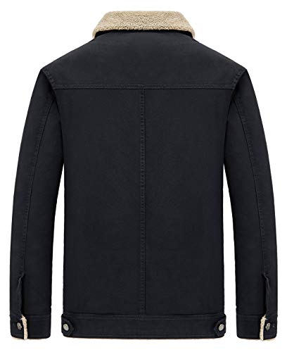 HOW'ON Men's Plus Cotton Warm Fur Collar Casual Button Military Cargo Jacket Outwear Parka Winter Quilted Coat2