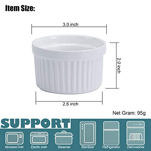 Porcelain Ramekins 4Oz,Set Of 8, Souffle Dishes, Oven Safe Ramekin Bowls Serving For Creme Brulee, Custard, Pudding, Mini Desserts, Jam, Dips, Sauces, Ramekins For Baking #TOP1