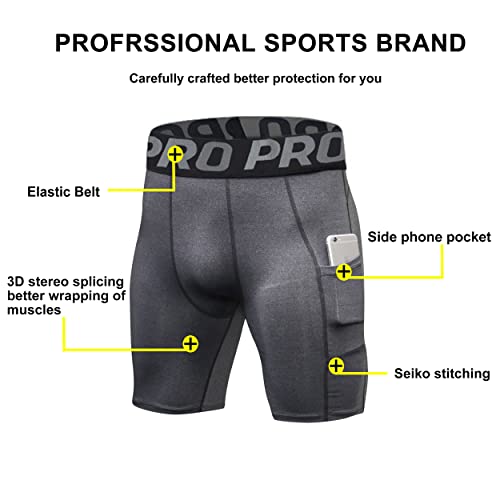 YUSHOW Mens Compression Shorts with Pocket Spandex Sports Running Quick Dry Shorts Compression Underwear for Men Athletic3