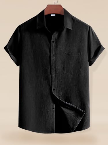Image of Tee Projekt Solid Shirt for Men's ||Pop corn Shirt|| Solid Shirt for Men's|| Casual Shirt for Men||Half Sleeve Spread Collar Shirt for Men