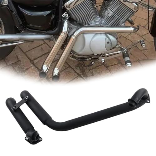 排気部 に適合するヤマハ ビラーゴ XV125 XV 250 アクセサリー オートバイ用排気管 サイレンサー付き デュアル 2-インツー-2 排気管 クローム/ブラックカット排気ドラッグパイプ(Black)