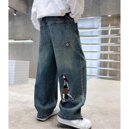 Boys Baggy Jeans Distressed Wide Leg Denim Pants Casual Loose Elastic Waist Denim Pants Pull On Jeans Trendy Trousers3