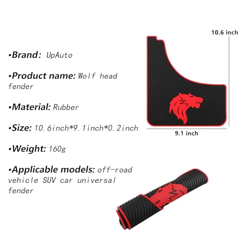 Image of Car Mud Flaps Screw and Clips Universal Rubber Mudguard Soft No Collision Splash Guards (4pcs, Wolf Head)