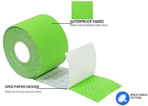Image of A-Tape Kinesiology Tape 5Cm x 5MTR Roll | Cotton Waterproof Elastic Sports Tape for Muscle Support, Pain Relief, Injury Recovery, Physiotherapy & Joint Stability (Made in Korea) (Color-Green)