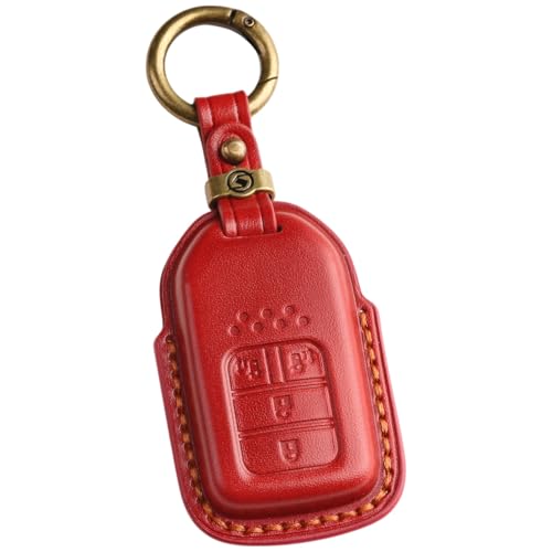 【smasol】互換品 フリード キーカバー 本革 高級 スマートキーケース ホンダ オデッセイ Freed plus ステップワゴン スマートキーカバー 4ボタン Honda 納車祝い ギフト (3D高級本革 / 4ボタン レッド)