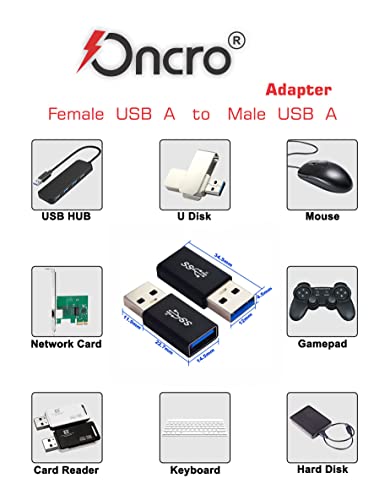 ONCRO® USB Male to USB Female Connector USB 3.0 to 3.1 Adapter USB to USB Male to Female Jointer Coupler Extender USB 3.1 Gen 2 Super Speed... - Image 2