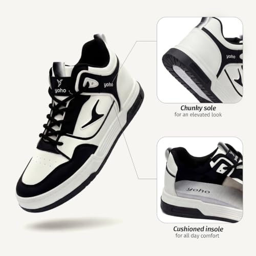 Image of YOHO Men's Sneakers Flo Mid Top | Stylish & Comfortable | Lace Up Casual Shoes for Man /Gents