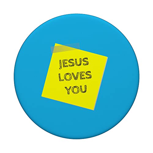 FUNNY NOTE PAPER JESUS Loves Christian Casual UNISEX PopSockets Swappable PopGrip, Black - Image 3