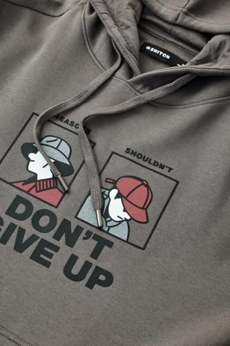 Image of SNITCH Men Casual Jacket| Regular Fit Full Sleeve Hooded Printed Graphic Style | Soft Cotton Blend Fleece Pullover with Kangaroo Pocket for Winter Wear