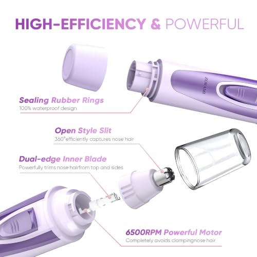 Image of Ear and Nose Hair Trimmer Clipper - 2026 Professional Painless Eyebrow & Facial Hair Trimmer for Men Women, Battery-Operated Trimmer with IPX7 Waterproof, Dual Edge Blades for Easy Cleansing Lavender