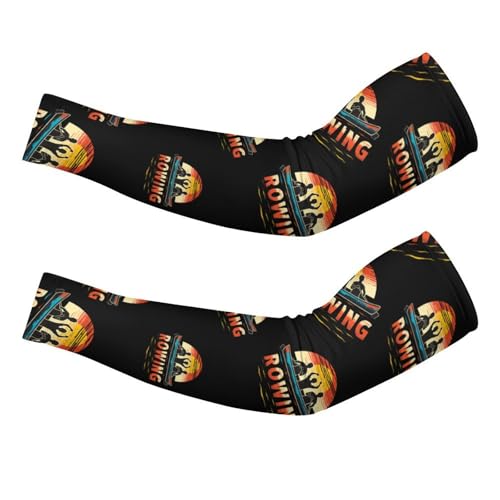 Rowing Team And Sunset 90s Ice Silk Arm Sleeves Cooling Sun Protection Arm Sleeve for Men Women XL