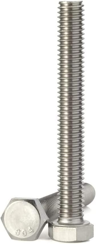 Mellewell 1/4-20 x 4 Hex Head Screw Bolt, Fully Threaded, Stainless Steel 18-8, Plain Finish, Quantity 10