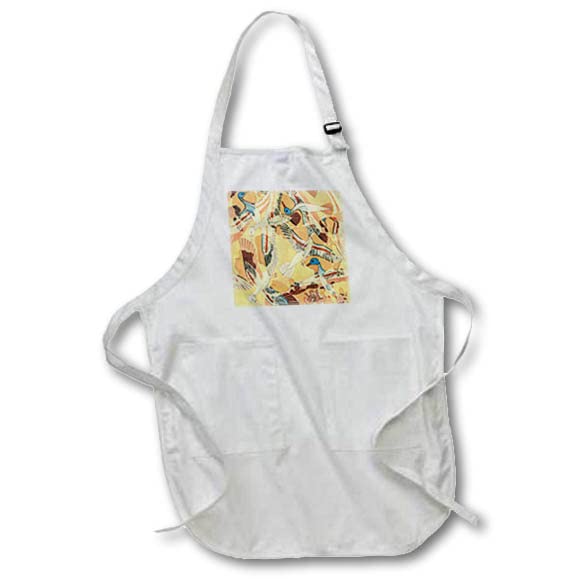 3dRose Blue Duck Pattern Abstract Art Flying Ducks Arty Birds Tan Beige Red - Aprons (apr-371829)