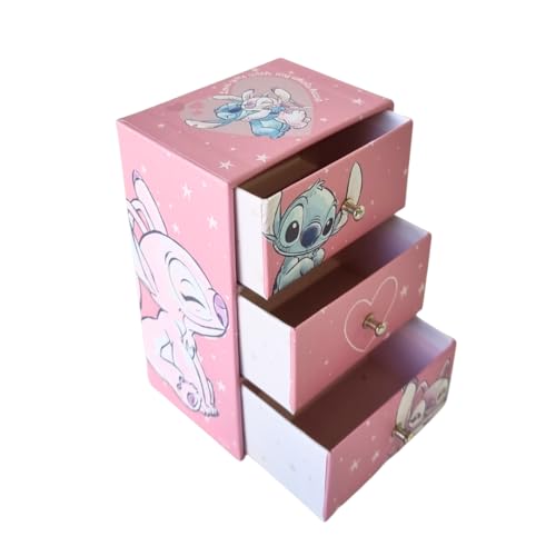 ARDITEX, Stitch Coffret Cadeau Femme avec 3 Tiroirs, Boîte à Bijoux Fille, Boîte Carton Parfaite pour Rangement Bijoux, Photos, Travaux Manuels, Couture,...