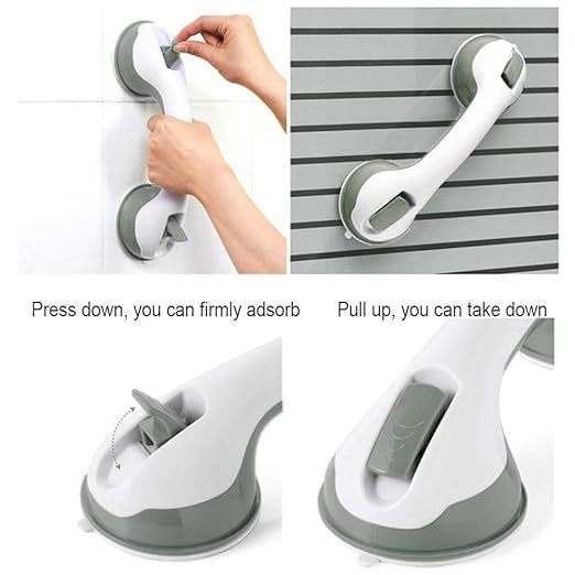ezalla Plastic Bathroom Helping Handle Bathroom Toilet Old Age People Disability Grip Handle Bathroom Grab Bar, Strong Suction Shower Handle Without Drilling 2
