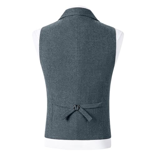 Mens Tweed Suit Vest Classic Regular Fit Herringbone Wool Casual Lapel Waistcoat for Party Wedding Prom3