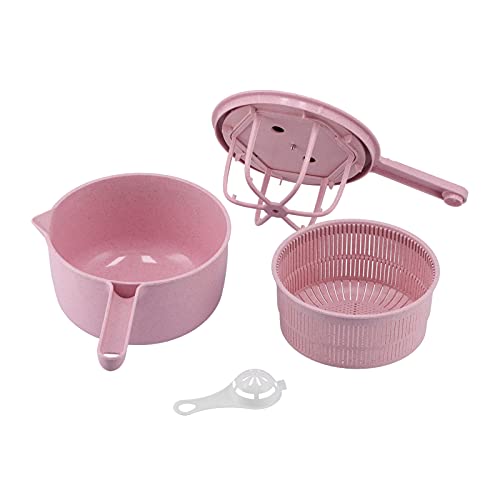 Gavigain Salad Spinner,Joined Salad Spinner with Drain Basket,Strainer,Cover and Stirring Pot-Quick and Easy Multi-use Lettuce Spinner,Vegetable Dryer,Fruit Dryer(Pink)
