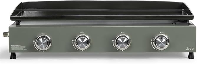 LIVOO – Gas grill with 4 burners DOC325 – Total power of 10 kW, 78.5 x 34.5 cm cooking, 10 to 12 people, butane and propane