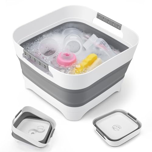 Collapsible Wash Basin Portable Foldable Sink Basin BPA-Free Silicone Vegetable Fruit Washing Bowl Space Saving Multi-Purpose Sink for Baby Bottle Kitchen Camping Travel