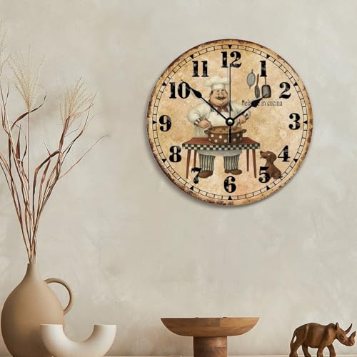 Reloj de pared redondo de madera silencioso 10 pulg miniatura 2
