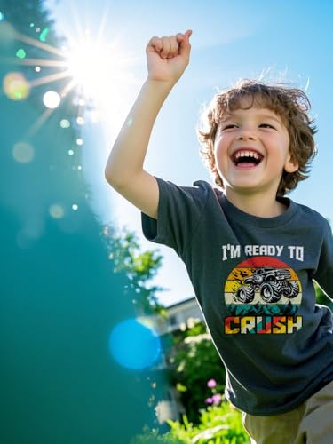 Boys Monster Truck T-Shirt 100% Cotton Construction Shirt Funny Truck Short Sleeve Birthday Boy Tees Kids 2-10 Years3