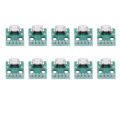 ANKROYU 10 Pcs 5 Pin 2.54mm Pitch Micro DIP Adapter Board, Micro Female Socket DIP Adapter Board, 4P DIP Adapter for Power Supply Breadboard Design