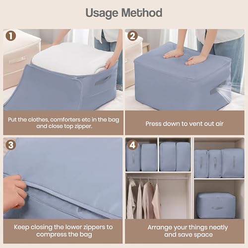 Image of Yellow Weaves Polyester Space Saving Self Compression Organizer Bag for Comforters, Blankets, Clothes, Travel, Storage Bag for Wardrobe, No Vacuum Needed, 2 Layer, Large (Pack of 1), Grey
