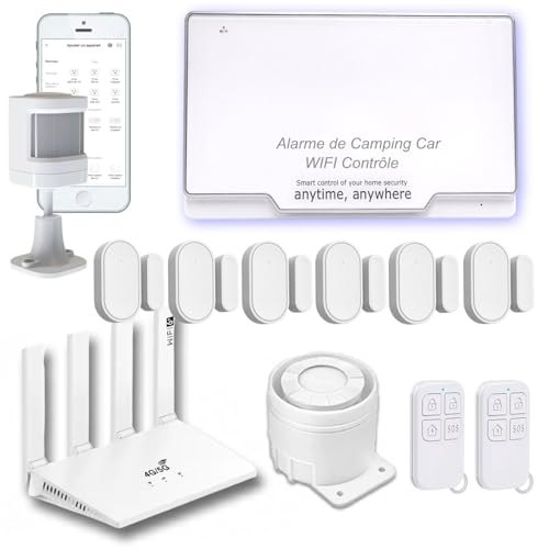 Alarme pour Camping Car - WiFi 4G + Box Routeur - Très Faible consommation électrique -...