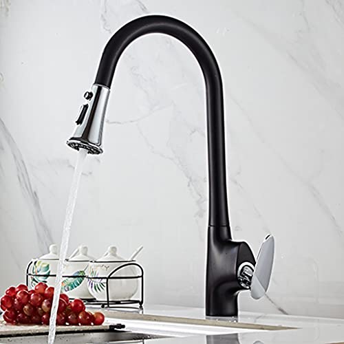 Robinet de cuisine noir extractible et pivotant pour évier de bar ou cuisine de ferme moderne