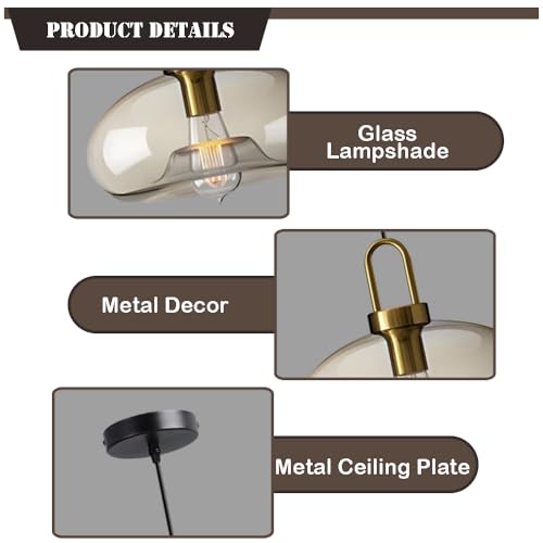 Lámpara de techo industrial con acabado de cristal elegante y casquillo E26 6