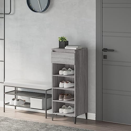 WKIEQACO Schuhregal Grau Sonoma 40x36x105 cm