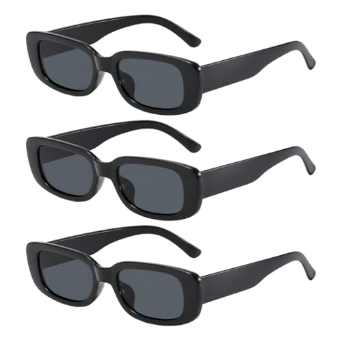 BOGCLEE 3 Paires Lunette de Soleil Femme, Lunette Noir, Rectangulaire Lunettes de Soleil pour...