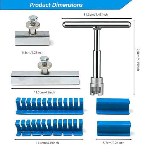 Image of Paintless Dent Removal Kit, 1 x T-bar Puller & 4 x Puller Lines & 2 x Stainless Steel Grooves, Professional PDR Tool Set for Car Dent Repair on Doors, Hoods & Body Panels