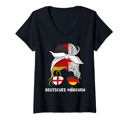 Deutsches Mädchen Chica Alemana Alemania Inglaterra Deutschland Camiseta Cuello V