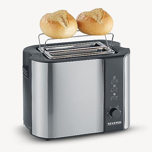 Image of Severin 2589-000 AT 2589 Automatic Toaster, Incl. Roll Attachment, 2 Grid Combs, 800 W, Stainless Steel /Black